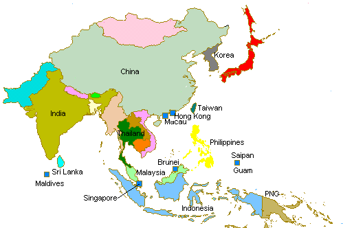 east asia map. south east asia map